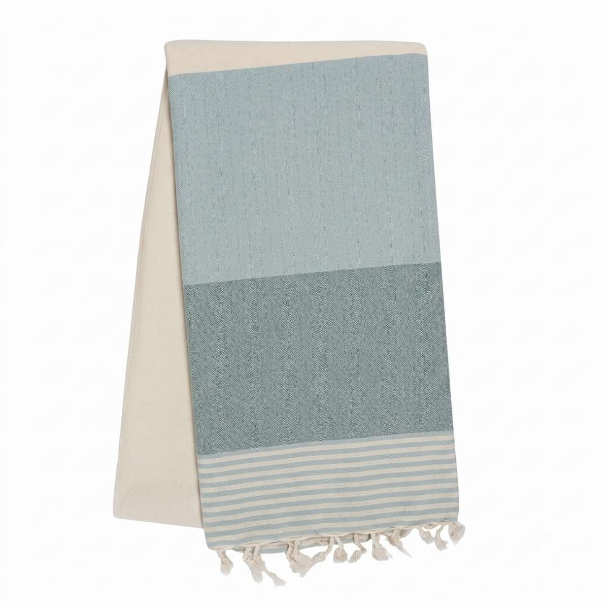 Hamamdoek Sultan Bicolore XL - Light Blue / Almond Green 220x100cm