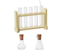Mini Reageerbuisframe - Houten/Glazen Set voor Micro Landschap