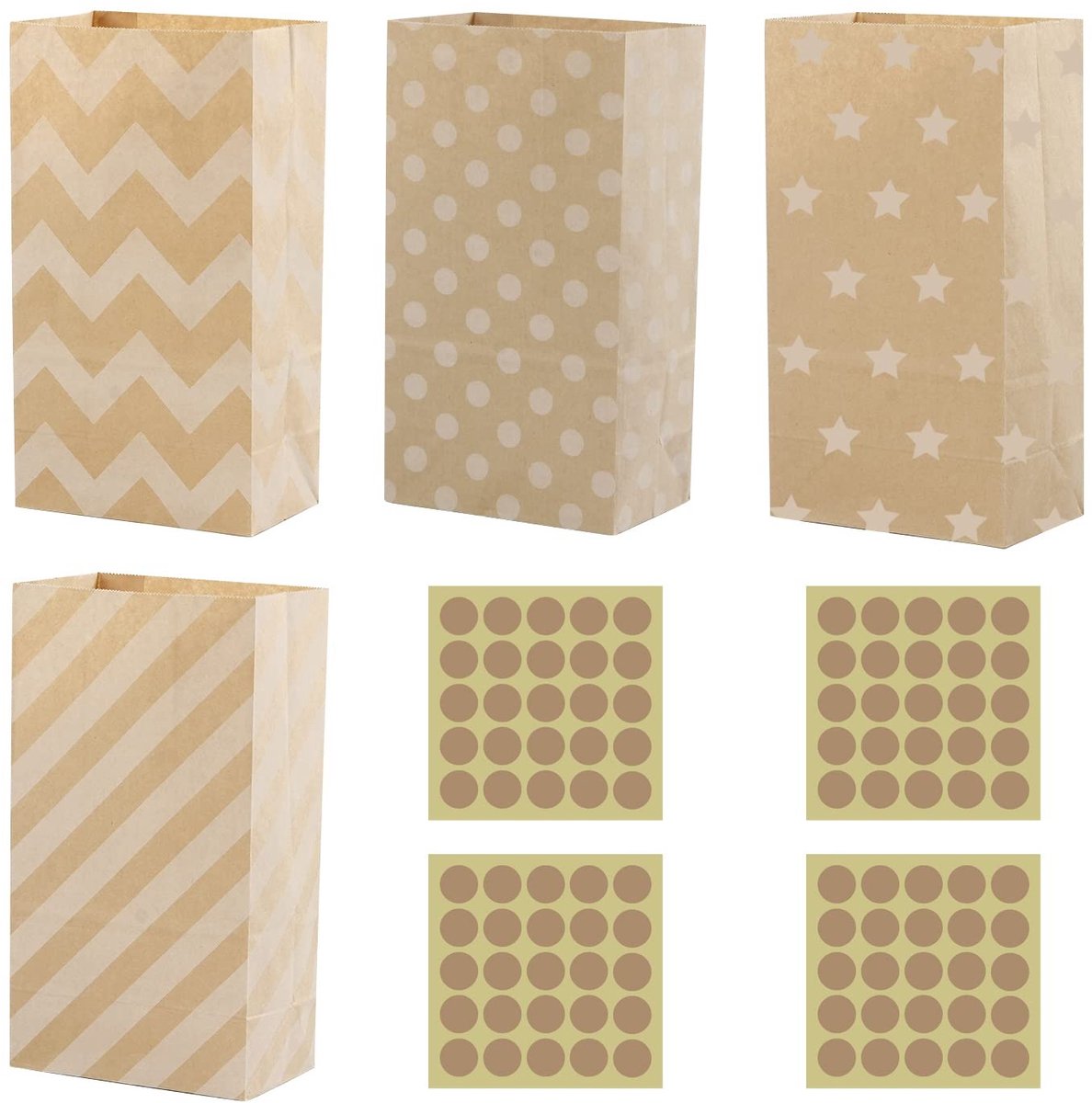 Dailygoods- Snoepgeschenkzak 20-delig - Kraftpapieren Zak - Herbruikbaar - Verjaardag/Huwelijksfeest - 13 x 8 x 24 cm - Stevig en Milieuvriendelijk - Cadeauzak