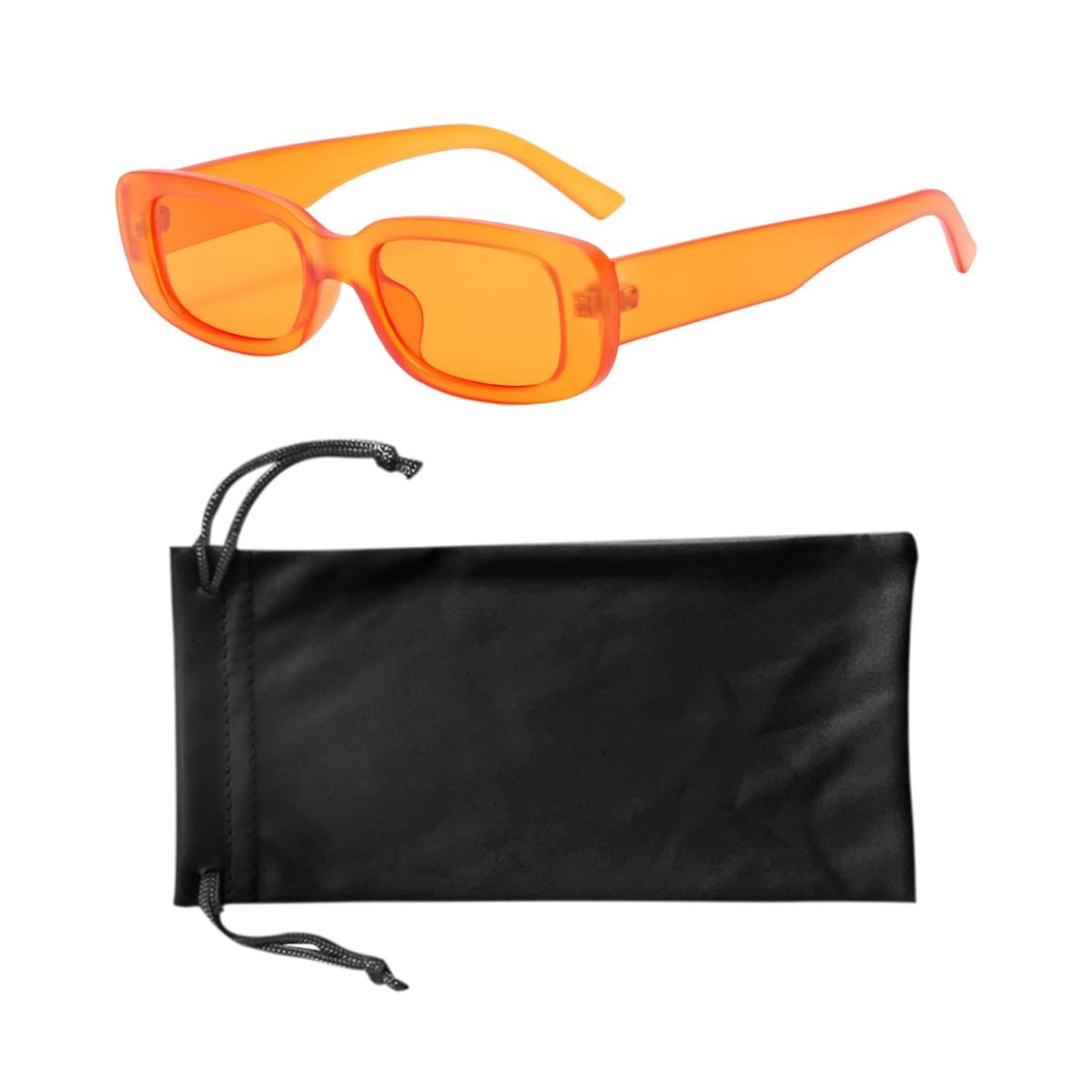 Dailygoods- Zonnebril Retro Oranje - Rechthoekige Zonnebril - Draagbaar Accessoire - Inclusief Brilzak - Materiaal PC - Afmetingen 143 x 136 x 30 mm - Fashionable Eyewear