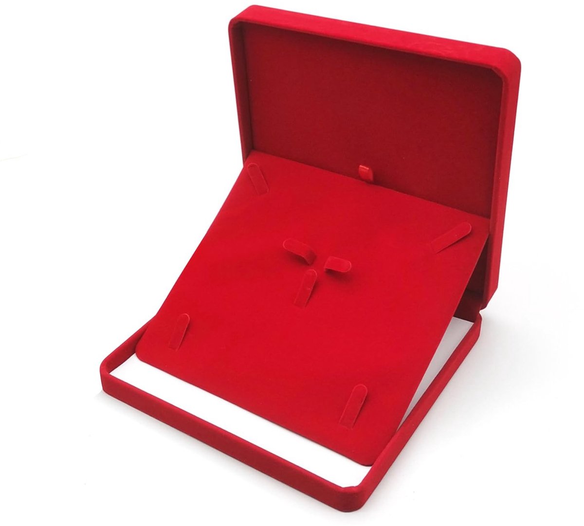 Dailygoods- Sieradenbox - Roze Velvet - 19 x 19 x 3.8 cm - Juwelenopslag - Antikras - Dames Sieraden - Stabiele Constructie - Juwelendoos