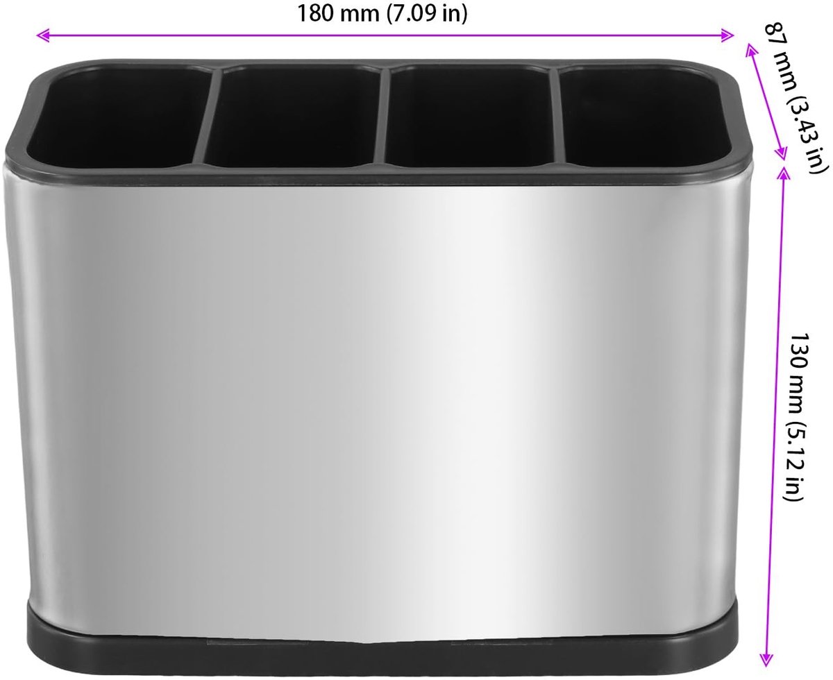 Dailygoods- Bestekhouder 3 Stuks - Roestvrij Staal - 4 Vakken - Bestekbak - Afdruipbak - Duurzaam Materiaal - 18 x 8,7 x 13 cm