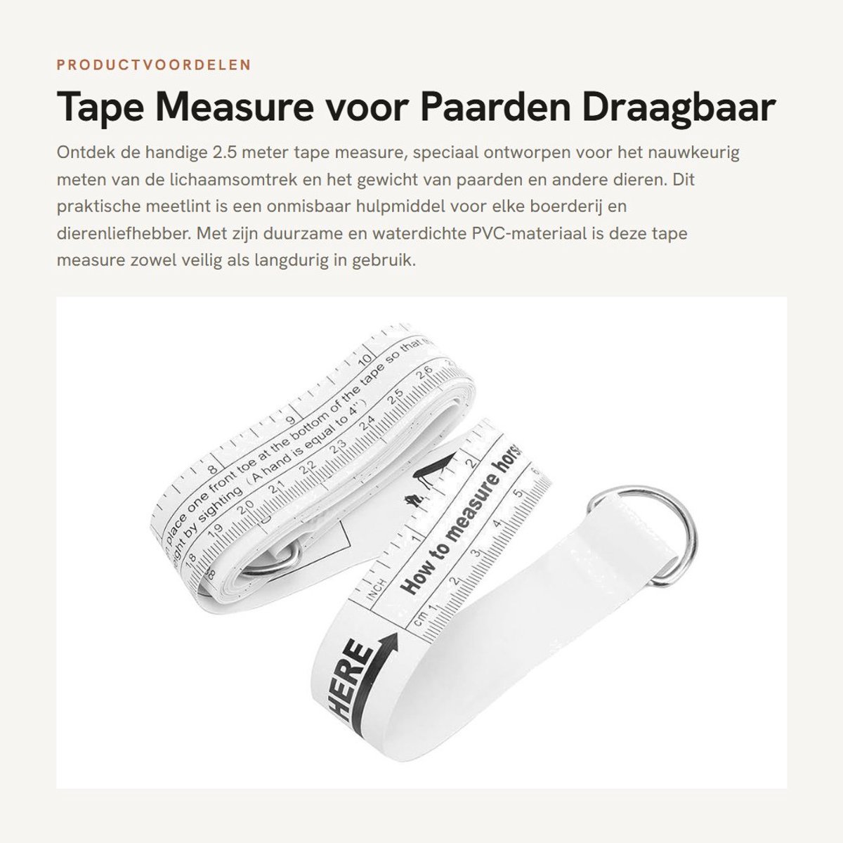 Dailygoods- Rolmaat 2,5m - Dierengewicht Meting - Dubbelzijdige Maatvoering - Portable - Hoogte Meting - Duurzaam PVC Materiaal - Dierenmeetlint