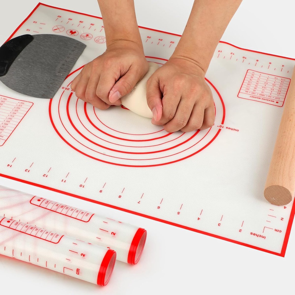 Siliconen Bakmat - Anti-aanbakmat - Deeg Uitrollen - Versterkt Glasvezel - 50 x 40 cm - Rood