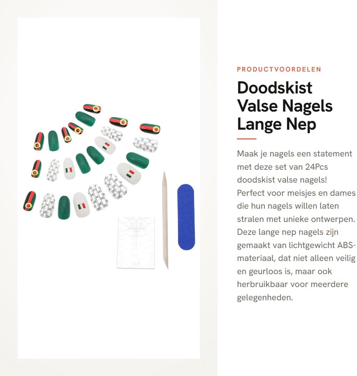 Dailygoods- Valse Nagels 24 Stuks - Doodskist/Strik Patroon - ABS Materiaal - Herbruikbaar - Perfect voor Meisjes - Modieuze Nagels - Nepnagels