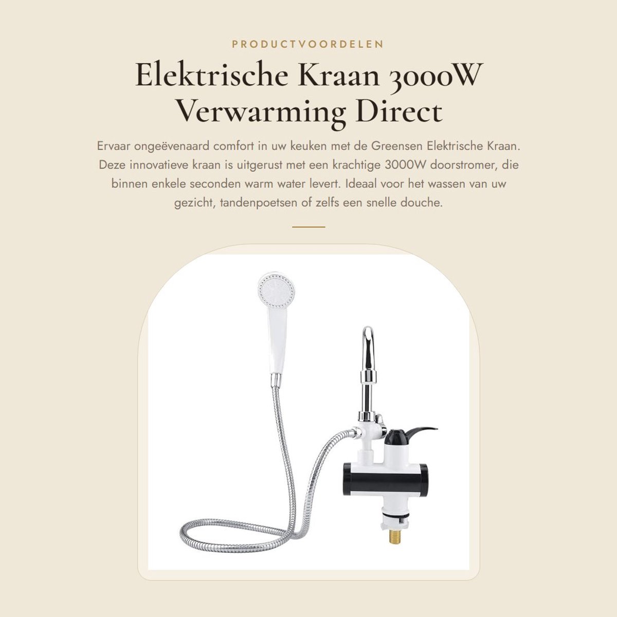 Dailygoods - Elektrische Kraan - 3000W Verwarming - Direct Warm en Koud Water - Ideaal voor Keuken - Energiezuinig - Snel en Eenvoudig te Installeren...