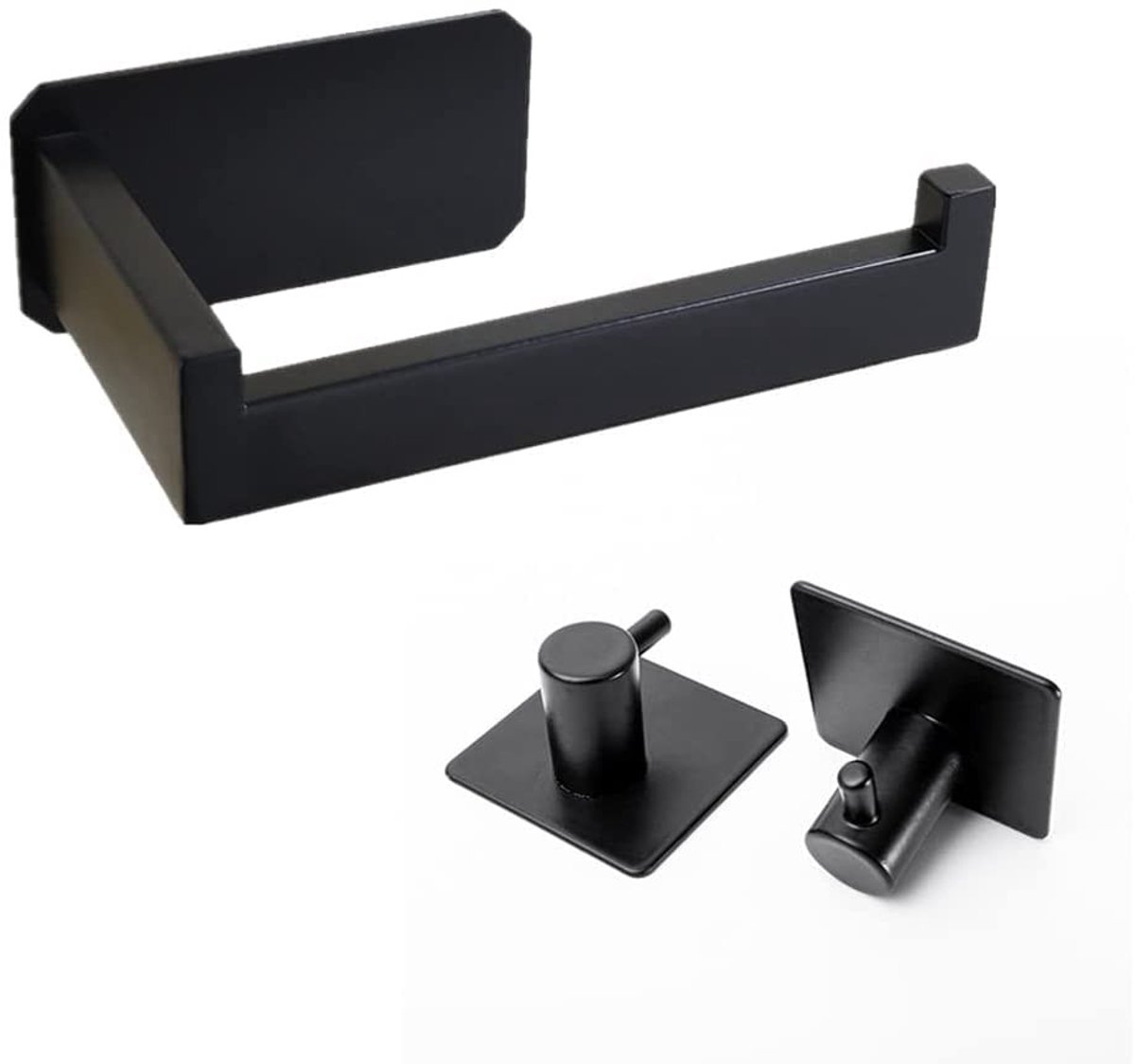 Dailygoods- Toiletrolhouder Zwart - Roestvrij Staal - Toiletrolhouder Zonder Boren - Reserverolhouder - Eenvoudige Installatie - Muurafstand 7,5 cm - Papierrolhouder