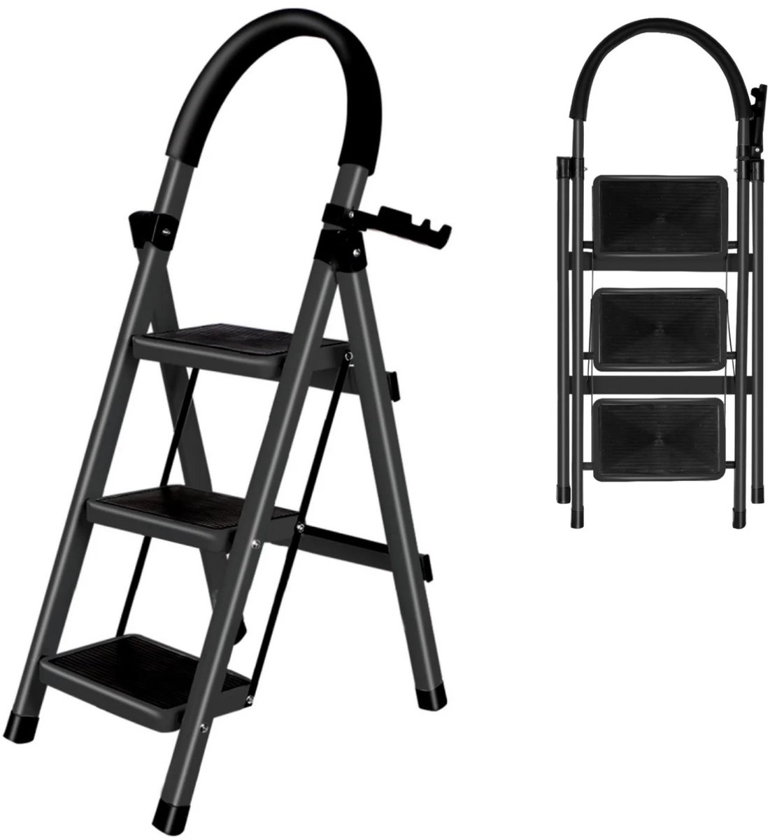 Dailygoods 3/4/5 trapladder, draagbare opvouwbare lichtgewicht stevige stalen ladder met antislipvoeten, opstapje voor d