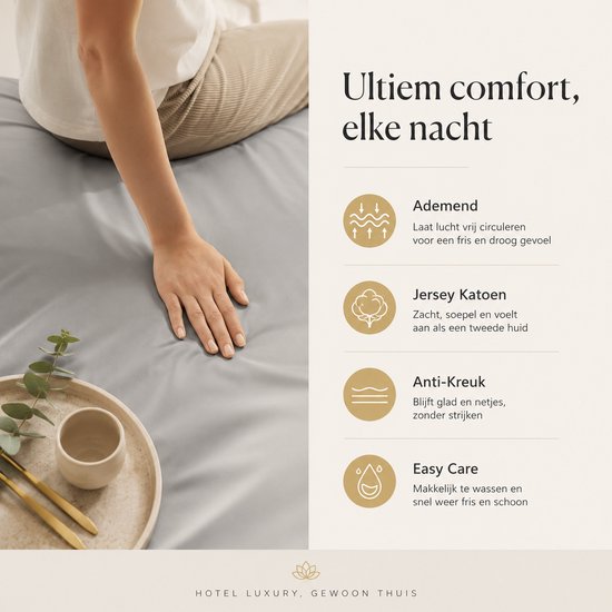 Hoeslaken 200x220 - tot (35cm) - Boxspring en Waterbed - Katoen - Lange Levensduur - Grijs van Luna Bedding. — afbeelding 3