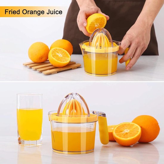 Handmatige citruspers voor citroenen en sinaasappels, met geïntegreerde doseerder, rasp en eierdooierafscheider. Antislip siliconen handgreep en inhoud van 590 ml. — afbeelding 4