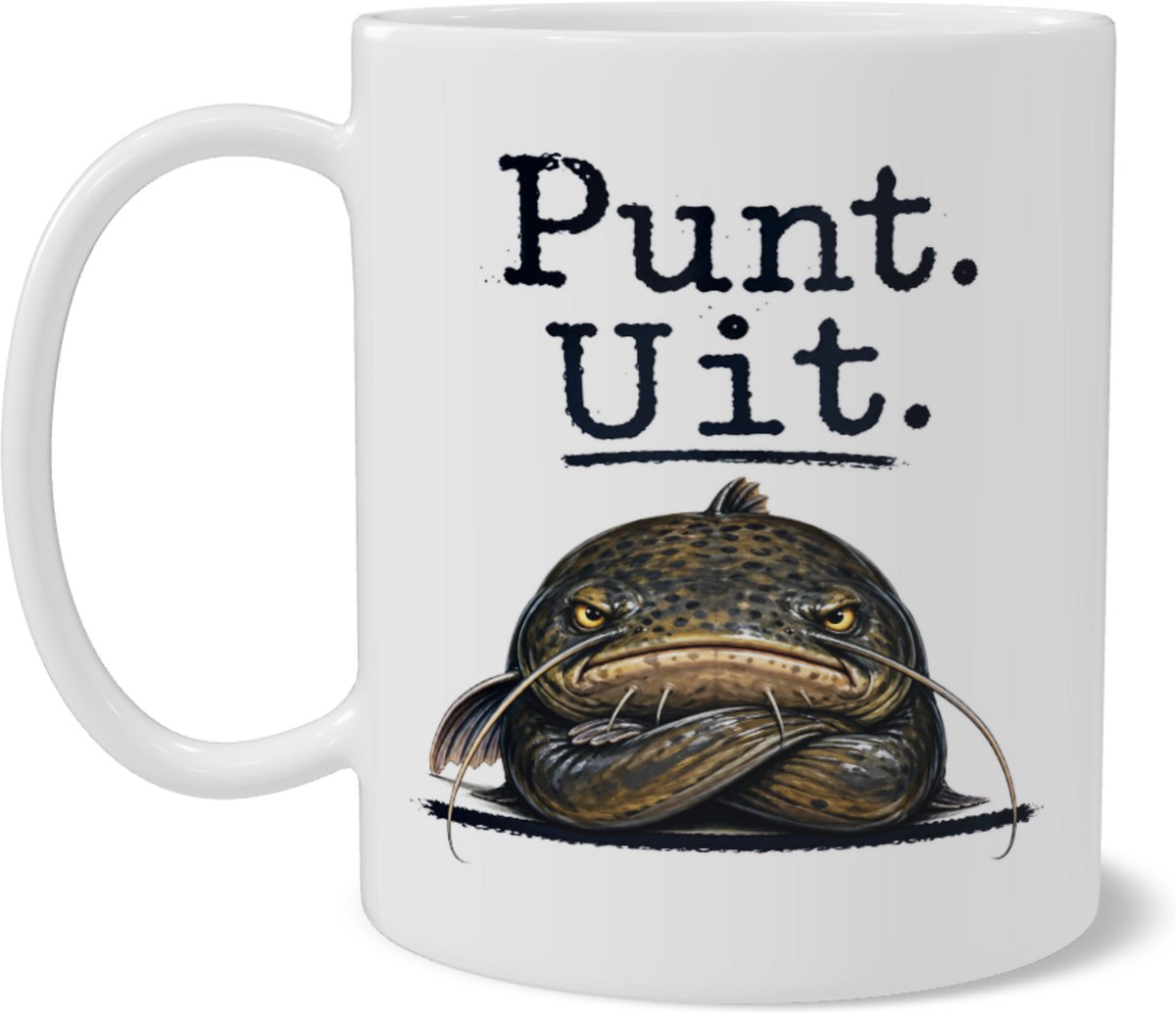 Mok met Vis - Punt. Uit. - Grappige Koppige Vis Quote - Cadeau voor Dwarse types