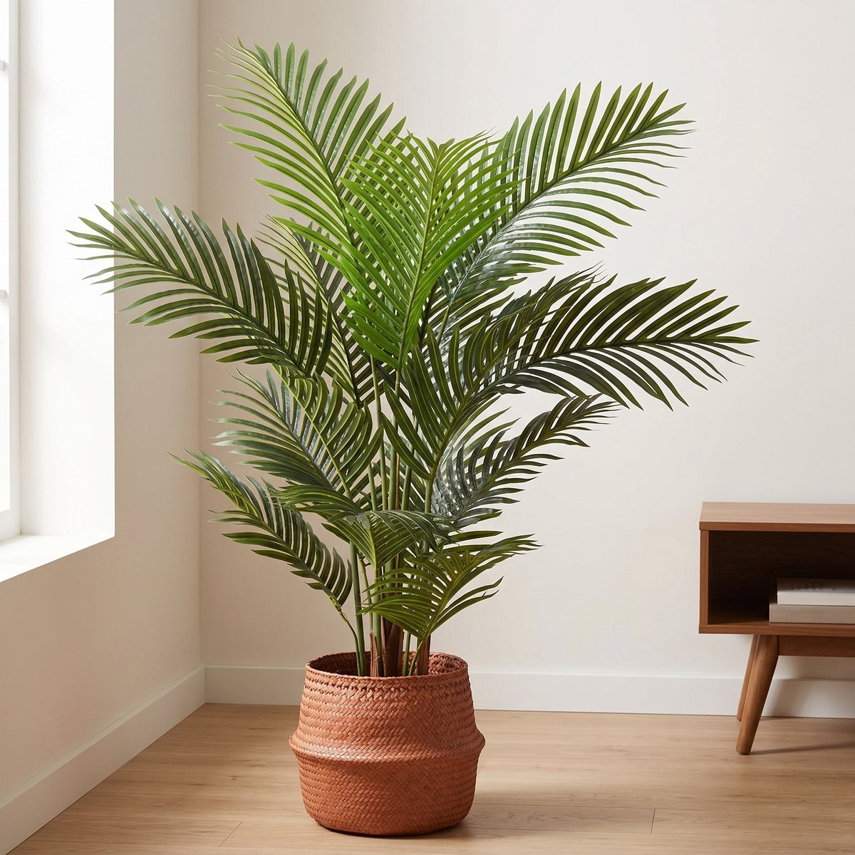 Cheqo® Kunstpalm - Kunstplant Palm - Nepplant - Kunstplanten voor Binnen - Neppalm - Areca Palm - Palmboom - Grote Kunstplant - Woonkamer Decoratie - Kunst Palmboom - Tropische Plant - Groen - Kantoor - Slaapkamer - Balkon