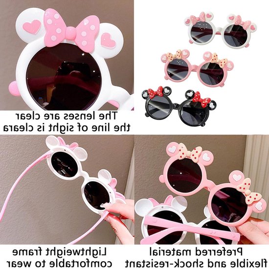 Set van 3 Zonnebrillen voor Meisjes met Schattige Strikknop - Perfect voor Buiten, Strand en Feestjes — afbeelding 5