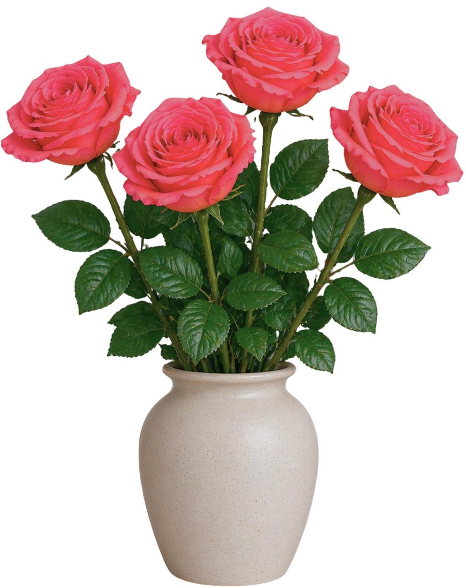 Mica Decorations Kunstbloem Roos Valentine - 4x - H59 cm - roze - kunststof - stelen kunstbloemen - boeket - rozen bloemetjes - Valentijnsdag