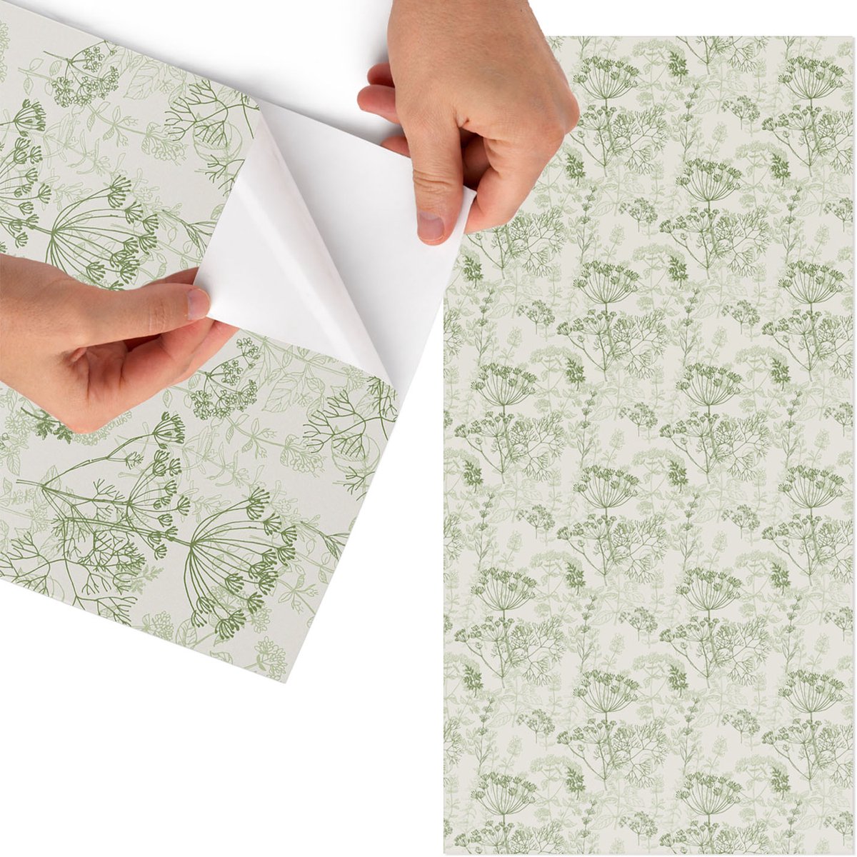 Tulup Meubelfolie - Botanisch werk Wrapfolie Keuken - 50x100 cm - Groente Meubelfolie - Meubelfolie Zelfklevend - Scandinavisch Meubelfolie - Wrapfolie Keuken - Wanddecoratie - Bloemen en planten