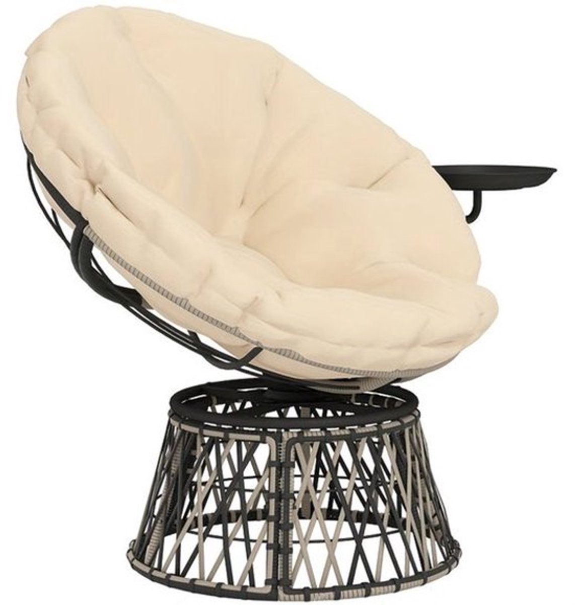 Rotan Draaifauteuil – Rotan Stoel – Lounge Stoel – Tuinstoel – Balkonstoel – Beige Kleur –