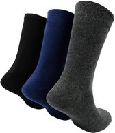 The Sockmaker chaussettes hommes 40-46 - 3-pack Bamboo - durable - Unis - Noir Charbon Marine