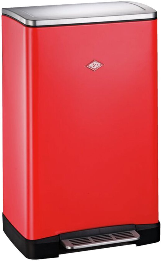 WESCO Big Double Boy Afvalscheider | 36 Liter | Duo Pedaalemmer (2x18 Liter) | Metaal - Rood | Prullenbak