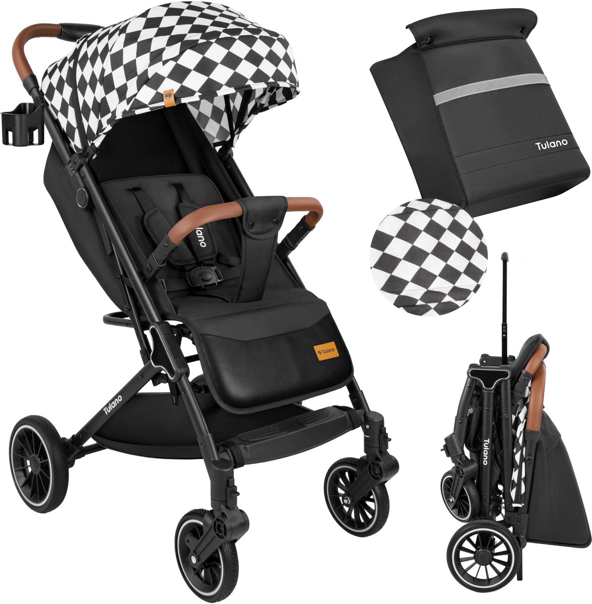 Tulano Lagos 35 Buggy - Wandelwagen tot 15 kg - XXL Zonnekap - Zwart