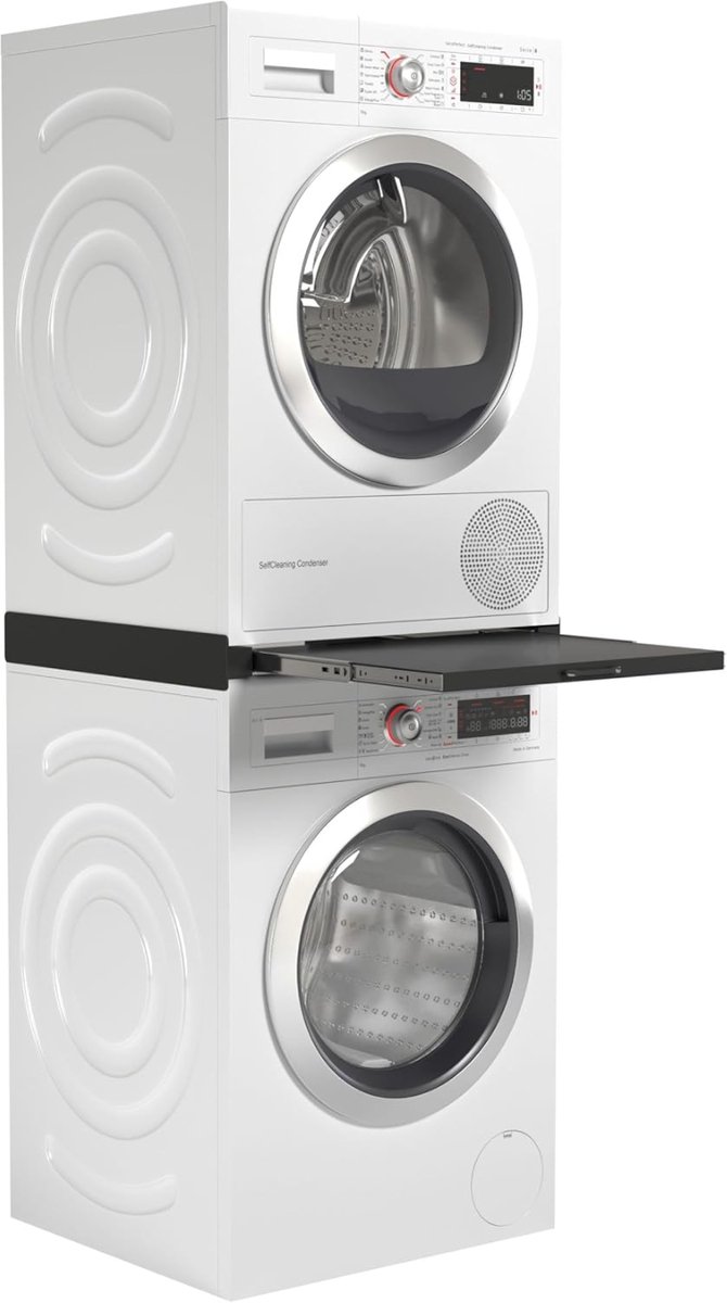MIRA® Tussenstuk Wasmachine Droger - Stapelkit - Tussenstuk Wasmachine en Droger - Tussenstuk Wasmachine Droger Zwart - Tussenstuk Wasmachine Droger Aeg - Zwart - 54cm x 60cm x 8cm thumbnail 6
