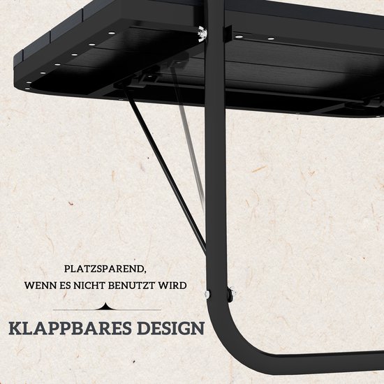 Balkontafel - Inklapbare Hangtafel - Met Aluminium Frame En Houtlook - Voor Balkon En Terras - Zwart — afbeelding 4