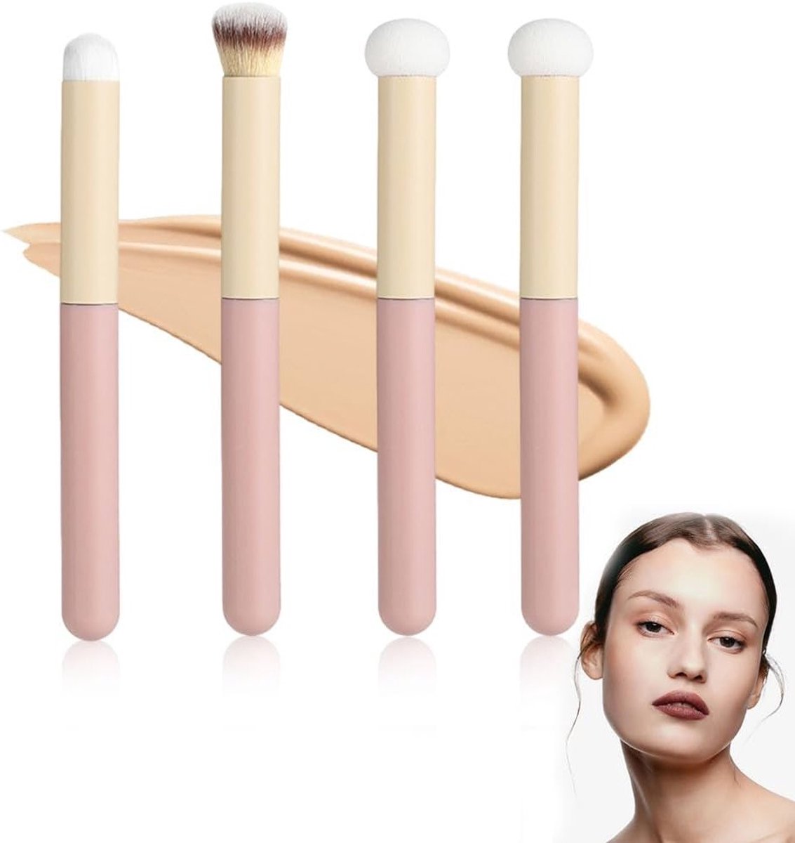 Set van 4 Make-up Sponsjes en Kwasten voor Oogschaduw en Foundation – Perfecte Applicators voor een Vlekkeloze Look