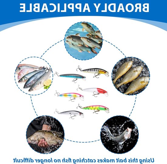 Vissen met Wobblers: Set van 6 Lures voor Snoek, Baars en Witvis, 10 cm, 9 g, Ideaal voor Zoet en Zout Water, Vissersaccessoires van VISSEN — afbeelding 4