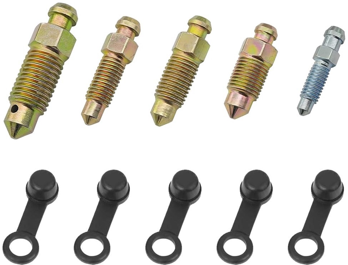 Allecto - Bleed Screws met Deksel - Voor Motoren - M6 M7 M8 M10 - 5 Stuks - Hoogwaardige kwaliteit - Vervangingsonderdelen - Geschikt voor diverse ...