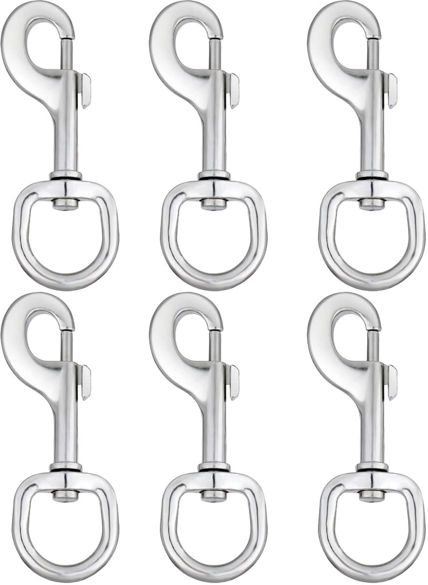 Allecto - Swivel Carabiner Haken - Duurzame Trigger Clips - 360° Draaikop - Hondenlijn - Haken voor Honden - Ideaal voor Buiten - Set van 6