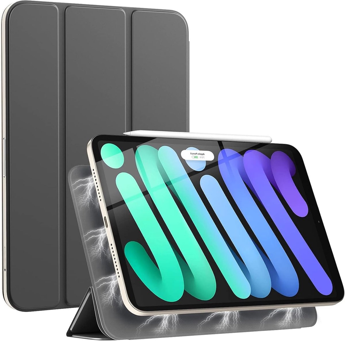 Beschermende Hoes voor iPad Mini 6 (8.33 inch, 2021) met Sterke Magnetische Drievoudige Stand en Auto Sleep/Wake Functie, Ondersteunt Touch ID en Apple Pencil