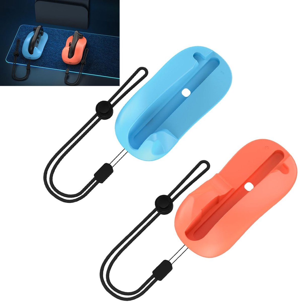 Allecto - Game Controllers Stand - Muizenstijl - Ergonomisch ontwerp - Oranje Blauw - Voor Nintendo Switch - Verbeterde grip - Geschikt voor gamers...
