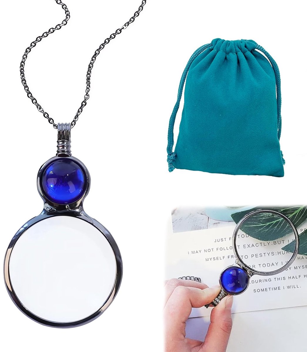 Vergrootglas Ketting met 10x Vergroting en Robuuste Legering, Perfect voor Lezen en Cosplay