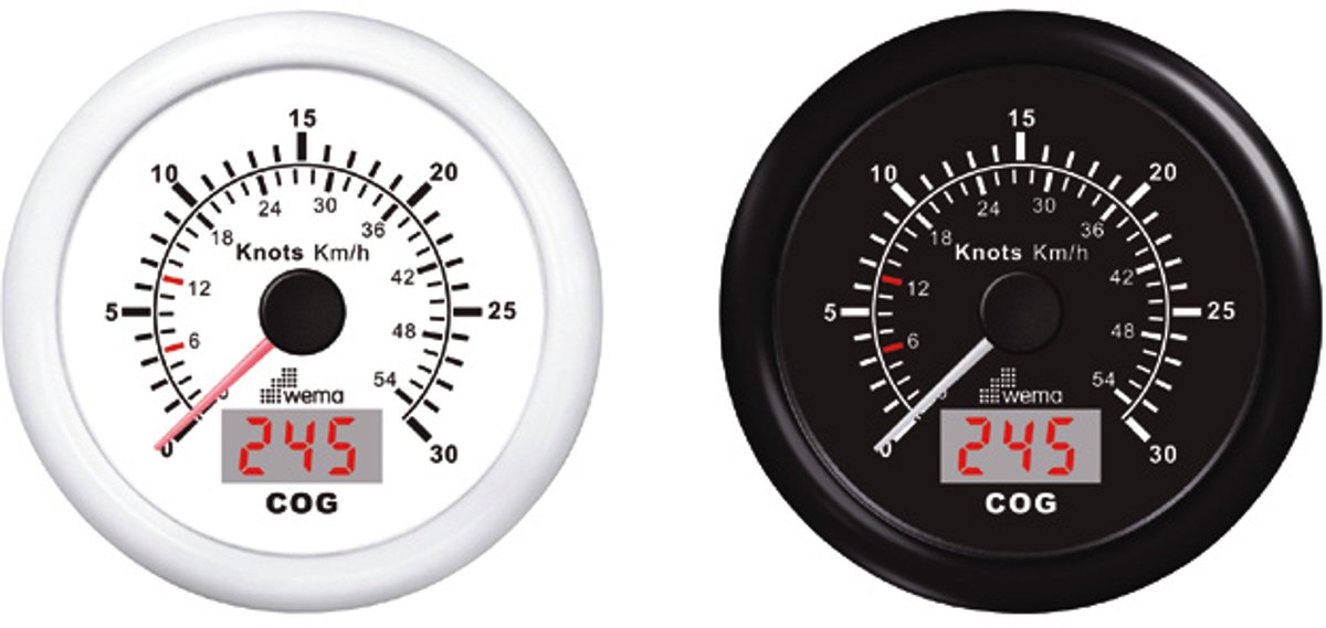 Wema Gps-Log-Kompas - 30 knopen / 54 km/h - Zwart