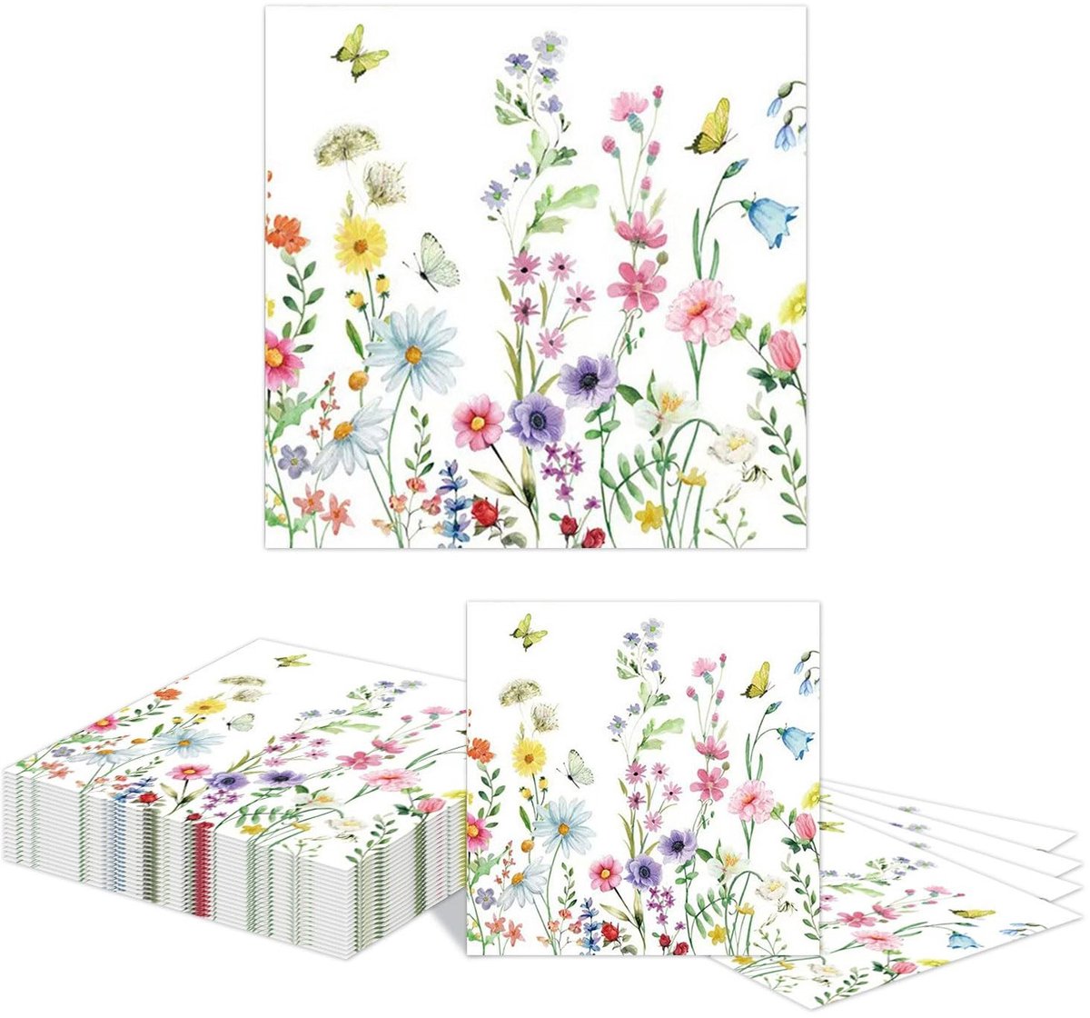 Allecto - Cocktailservetten - Disposable Papieren Servetten - Bloemen Design - 20 Stuks - Decoratieve Servetten - Voor Feestjes - 16.5 cm