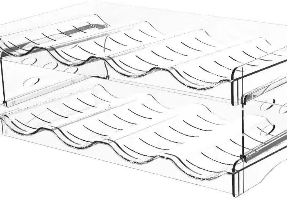 YOZHIQU Flessenrek - Stapelbare Organizer - Ruimtebesparend Design Geschikt voor Koelkast En Kast - Robuust Antislip Materiaal - Modulair Systeem (2 Niveaus) - Geschikt voor Waterflessen, Wijn En Shakers - Transparant