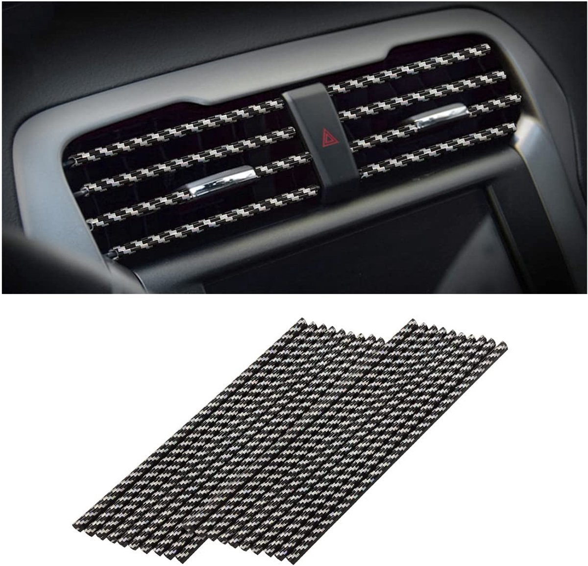 Allecto - Decoratieve strips - Ventilatieaccessoires - Koolstofvezel - Auto-interieur - Meerkleurig - Geschikt voor de meeste ventilatieroosters