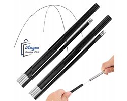 Fiberglas Tentstok Reparatie Set 2 Stuks – tentstang 8 mm – Opvouwbare Tentstangen 340 cm voor Kampeertenten – tent accessoire camping – tent frame stokken – fiberglas tentstok – opvouwbare tentstangen – zwart – 59044