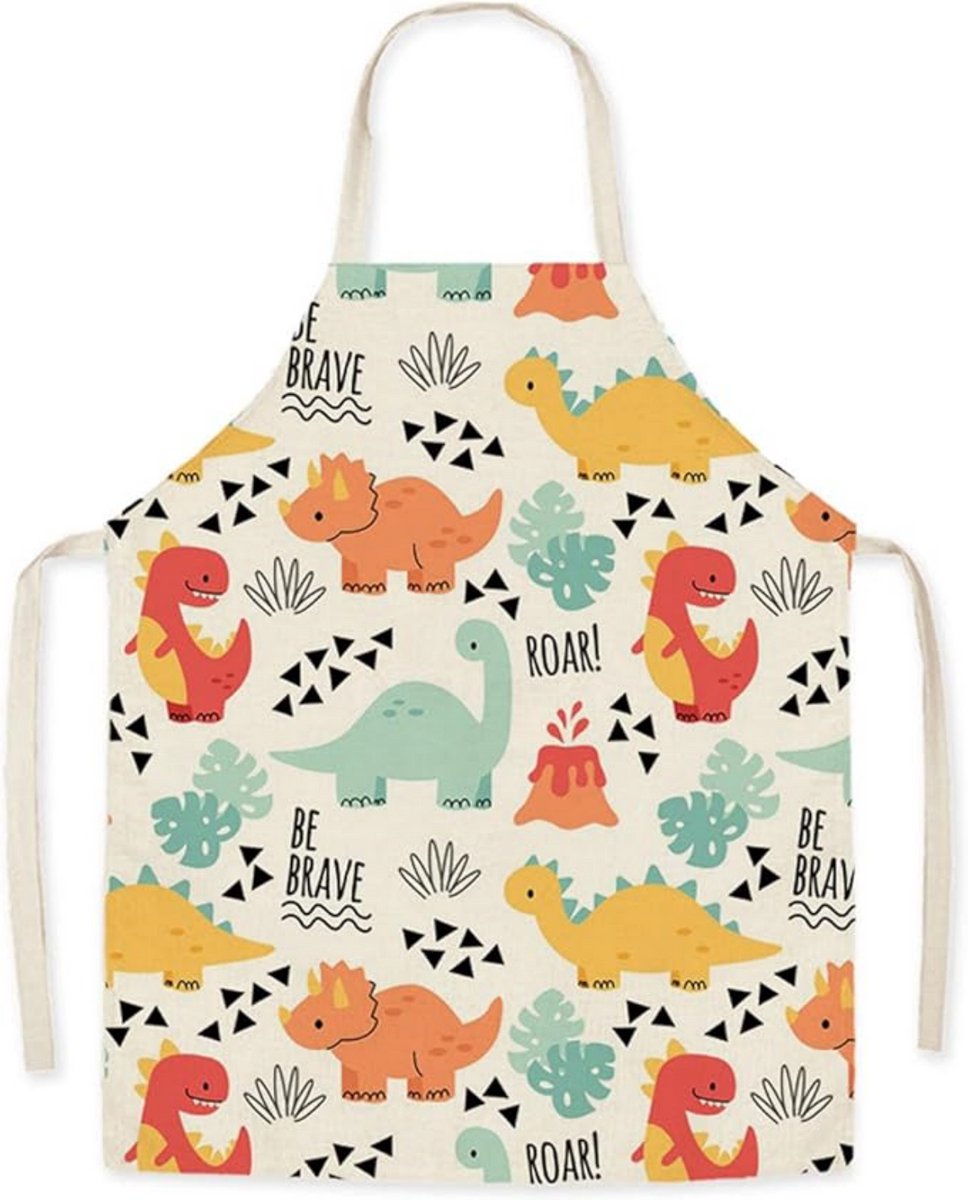 inder keukenschort van linnen – verstelbaar – one size – 52 x 45 cm – voor koken & knutselen