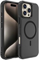 Coque adaptée pour Apple iPhone 16 Pro Max - Compatible avec MagSafe - Coque arrière avec aimant - Coque hybride Dual couche Zwart
