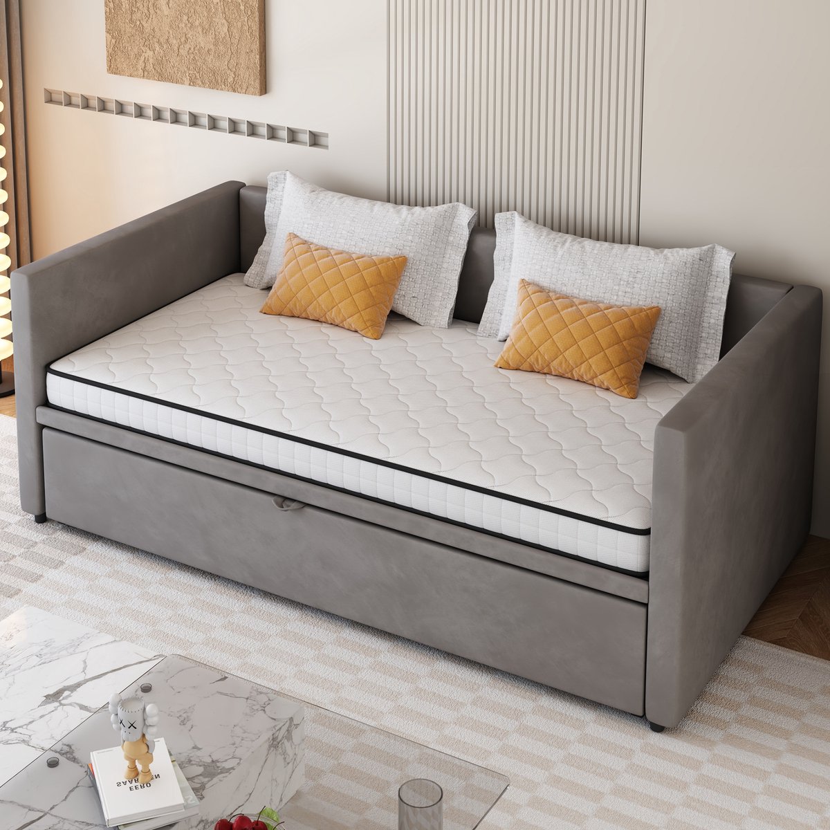 FloraGrace Pocketvering Matras 90x200 cm - Ergonomische Drukverlichting - Opgerold Geleverd - 12 cm Dik - Wit