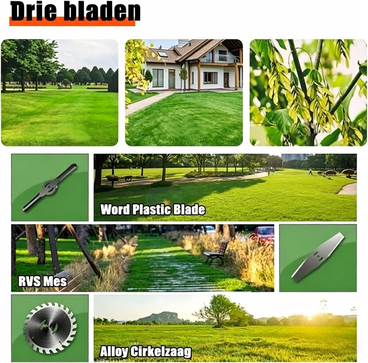 3-in-1 Kantenmaaier – Grastrimmer – Bosmaaier – Grasmaaier – Draadloos & Elektrisch – Incl. 2 Accu ‘s & Snellader - Motorkop -90° en +90° verstelbaar - Incl. 3 snijkoppen – foto 6
