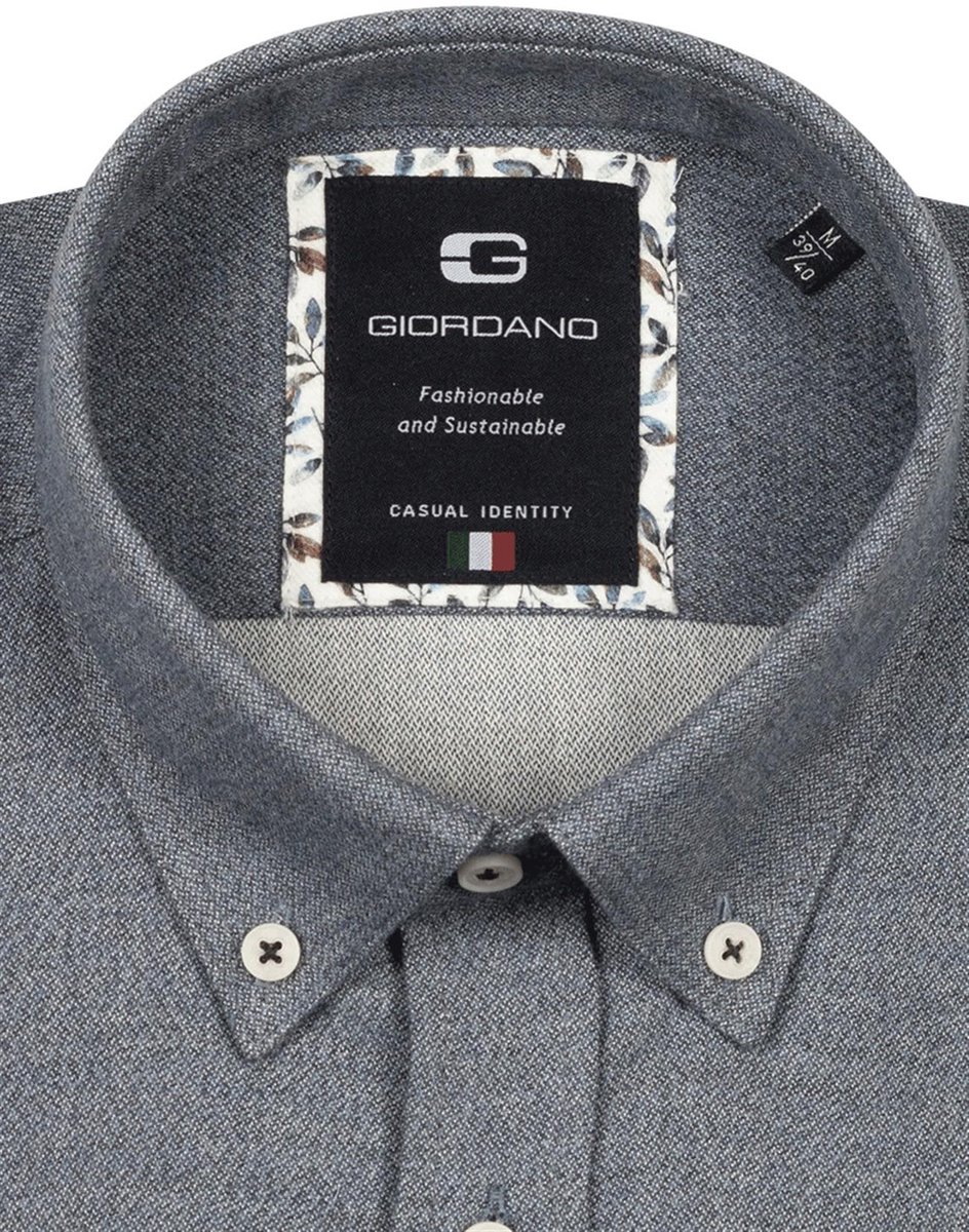 Giordano overhemd navy gemeleerd test OHO
