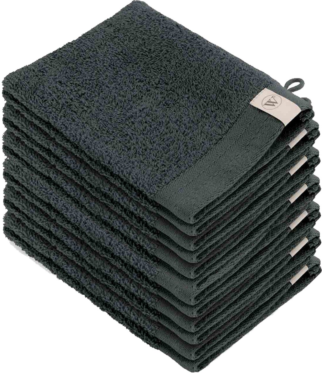 Walra Washand - Soft Cotton - Set van 12 - Hotel Kwaliteit - 100% katoen - 550 g/m² - 16x21 cm - Antraciet