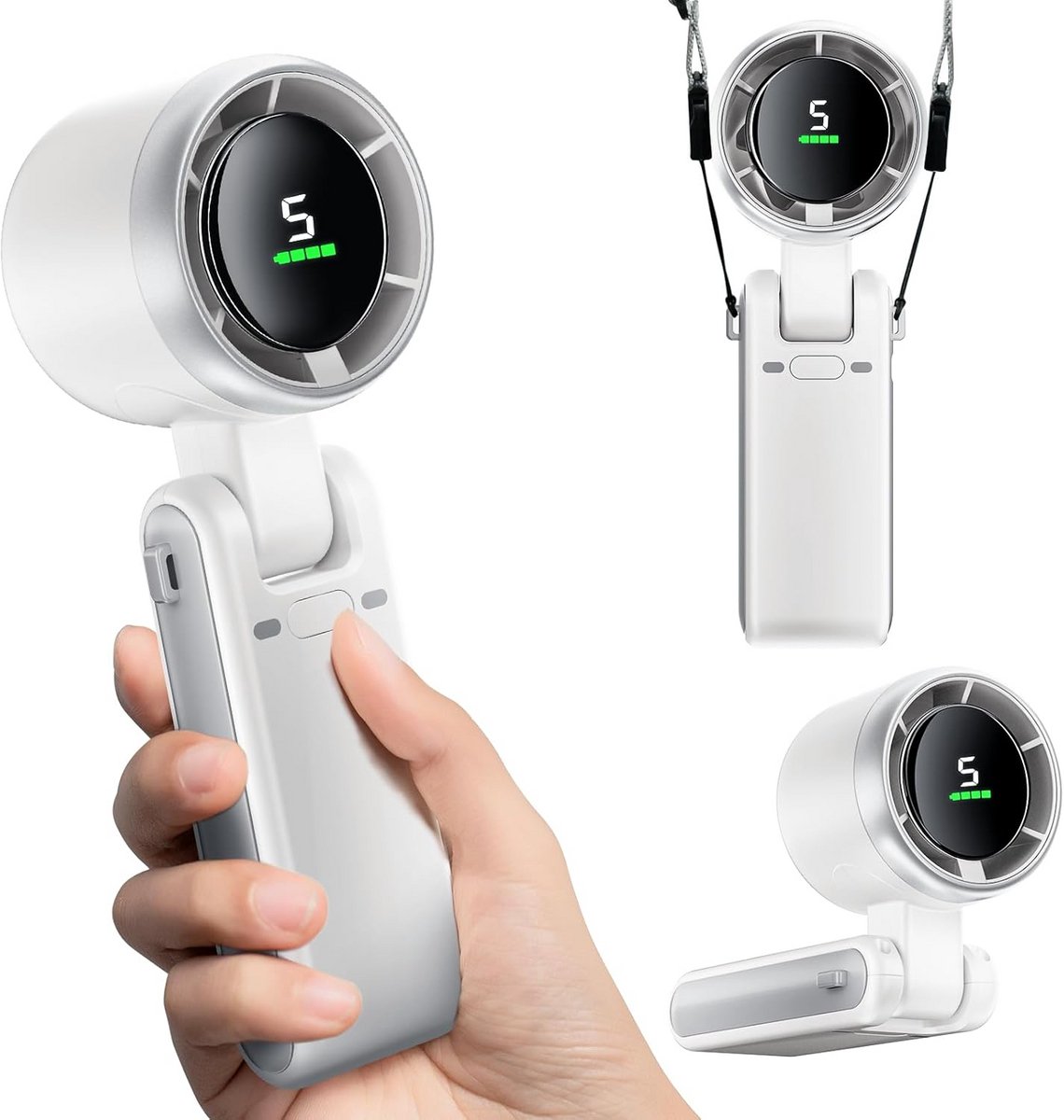 Krachtige Draagbare Handventilator met Grote Accu en Digitale Display