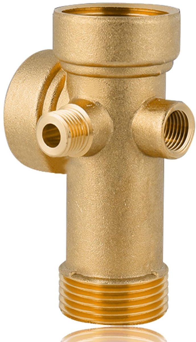 aladdien - Verdeler Messing - Wateraansluiting - Efficiënte waterverdeling - Goud - Drukschakelaar - Geschikt voor huiswaterinstallaties - 5-weg