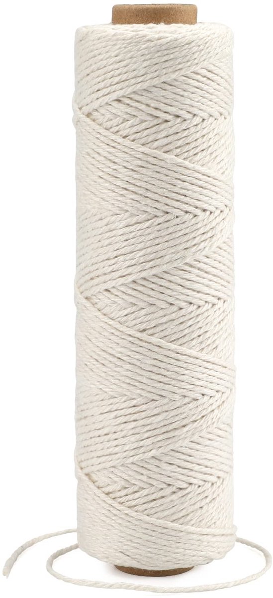 aladdien - Katoenen touw - Ambachtelijk koord - Beige kleur - Voor inpakken en tuinieren - Geschikt voor knutselen en koken - 100 meter