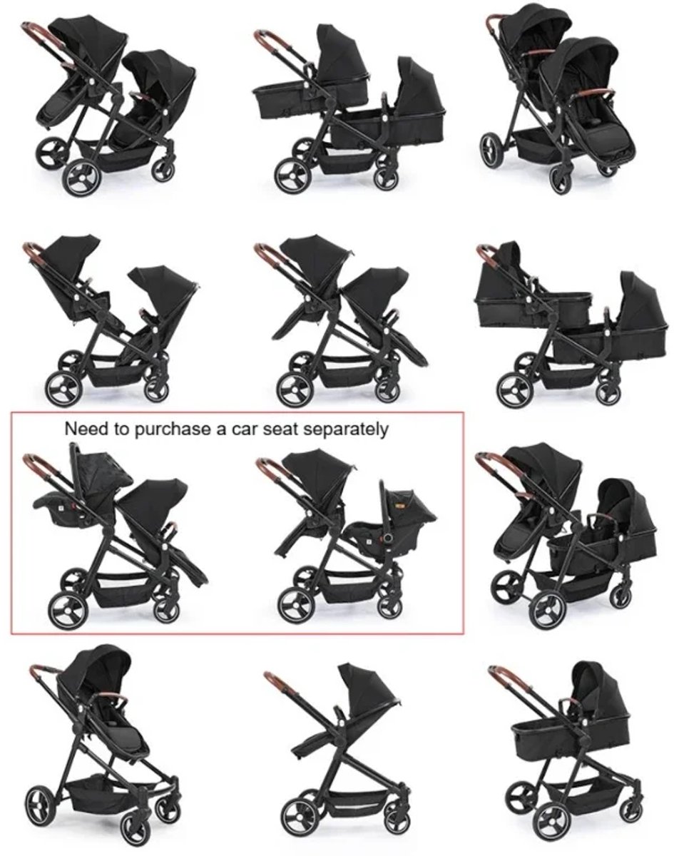 Sensova Dubbele Kinderwagen voor Tweelingen en Duo’s – Opvouwbare Duo Buggy met Zitten en Liggen, Afzonderlijk Verstelbare Zitjes, Schokdemping, Reiswiegfunctie, Luxe Duwstang en Comfort vanaf de Geboorte tot 22 kg per Zitje — cadeau in Cadeau-ideeën - foto 6