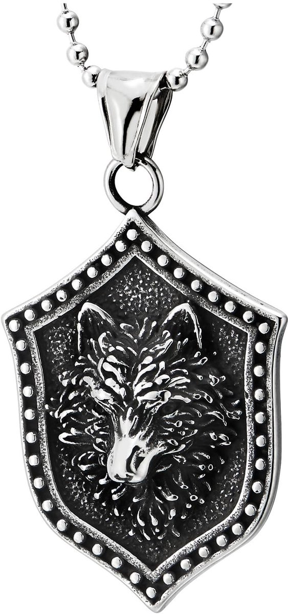 SPHProducts - Vintage Viking-wolfskop - Heren halsketting - Robuuste uitstraling - 75 cm - Stijlvol ontwerp - Perfect voor dagelijks gebruik