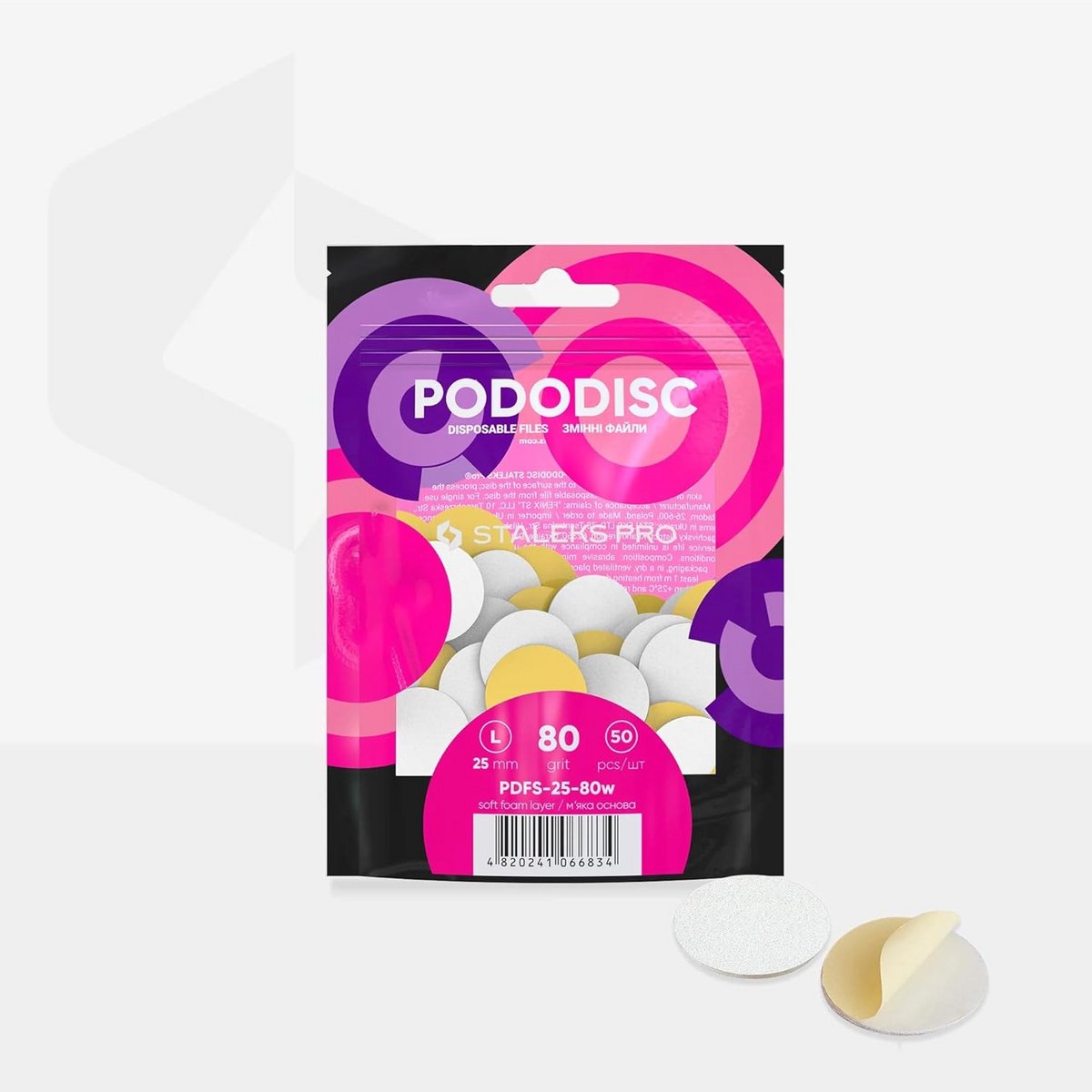 50x Wegwerp Schuurschijven voor Pedicure Voetvijl 25mm Korrel 240 Zachte Basis