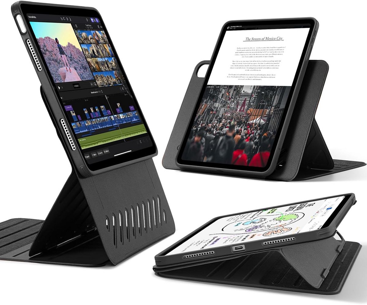 Draaibare Hoes met Magnetische Standaard voor iPad Air 13 inch (M2/M3) - 9 Kijkhoeken, Zwart